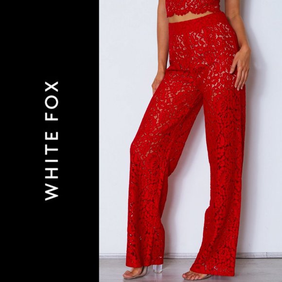🚫 SOLD 🚫 Cherie Lace Palazzo Pants Red - Picture 3 of 6